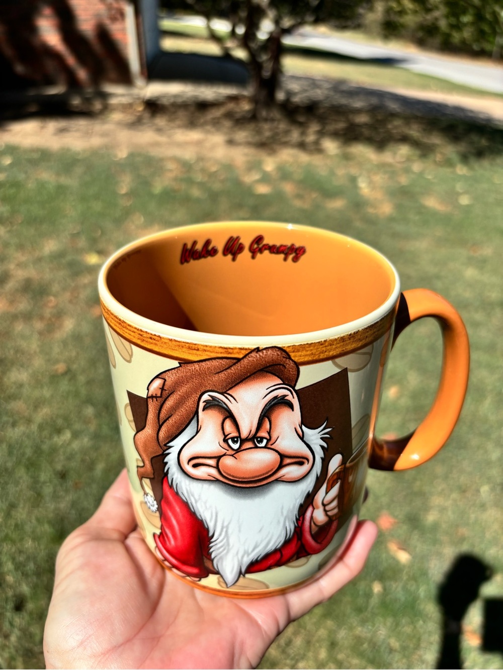 Disney Orange and Cream Grumpy Character Mug